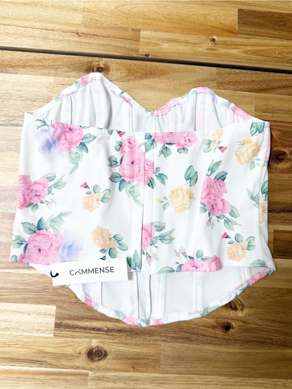 Commense Flower Heart Shaped Neckline Corset in Pink Floral NEW Size large - Picture 8 of 9
